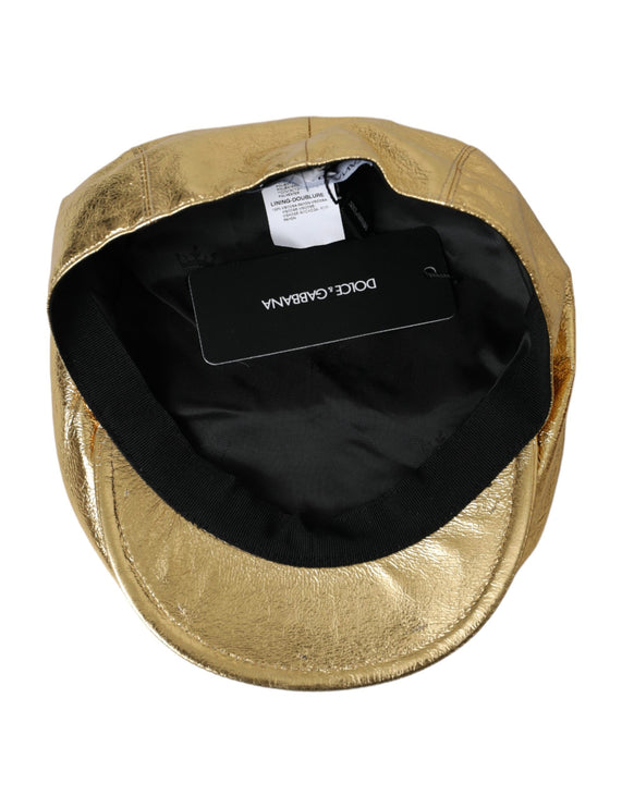 Uomini di cappello da newsboy in poliestere in oro metallico