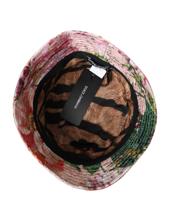 Multicolore Florel Jacquard Bucket Hat Men