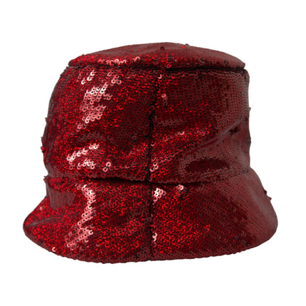 Uomini di cappello a sede in nylon con paillettes rosse