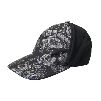 Cappello da baseball con stampa floreale in argento nero