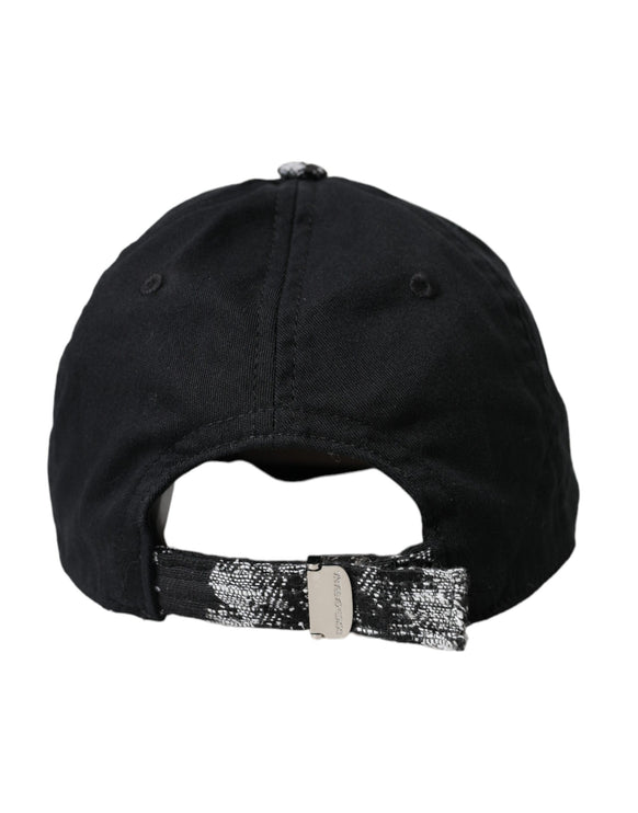 Cappello da baseball con stampa floreale in argento nero