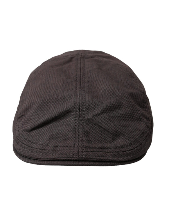 Cappello da newsboy in tessuto in nylon marrone