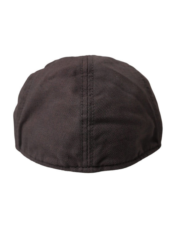 Cappello da newsboy in tessuto in nylon marrone