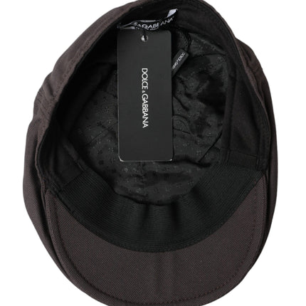 Cappello da newsboy in tessuto in nylon marrone