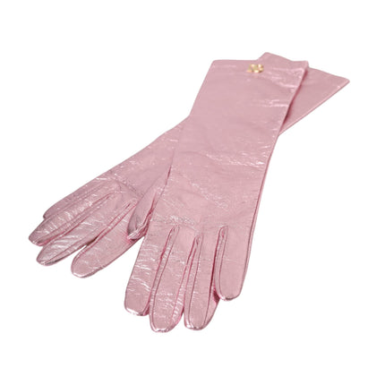 Guantes de longitud de brazo de brazo laminado rosa