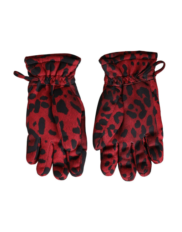 Guanti lunghezza del polso logo leopardo rosso