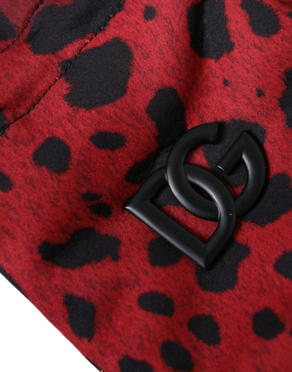 Guanti lunghezza del polso logo leopardo rosso