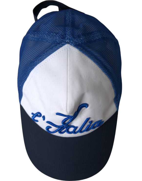 Blauw Wit Black Italia Mesh Baseball Hat