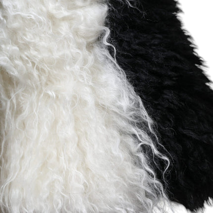 Zwarte witte strepen mohair bont emmer hoed