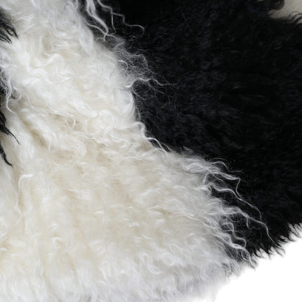 Zwarte witte strepen mohair bont emmer hoed