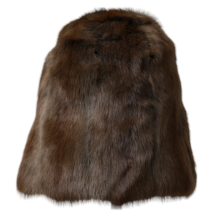 Bruine wezel fur dames kasjmier hoed beanie