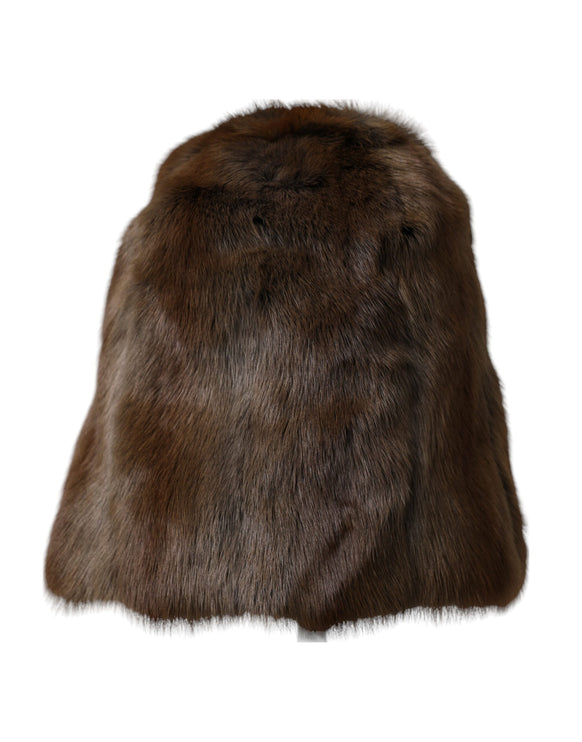 Bruine wezel fur dames kasjmier hoed beanie