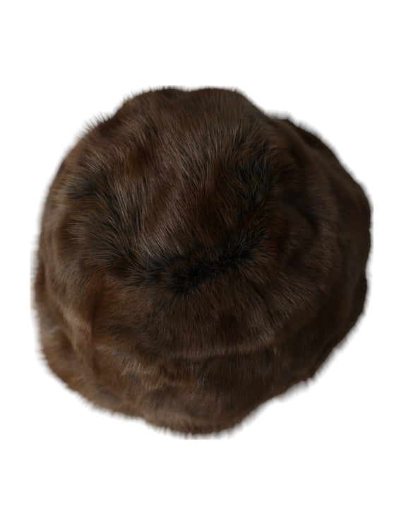 Bruine wezel fur dames kasjmier hoed beanie