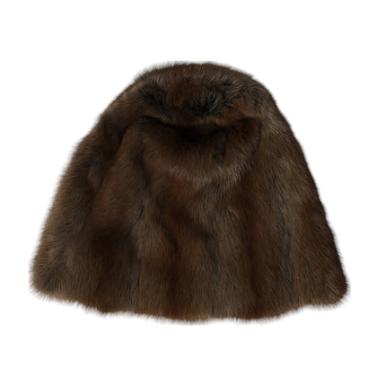 Bruine wezel fur dames kasjmier hoed beanie