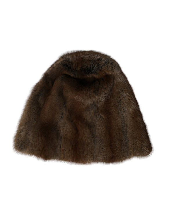 Bruine wezel fur dames kasjmier hoed beanie