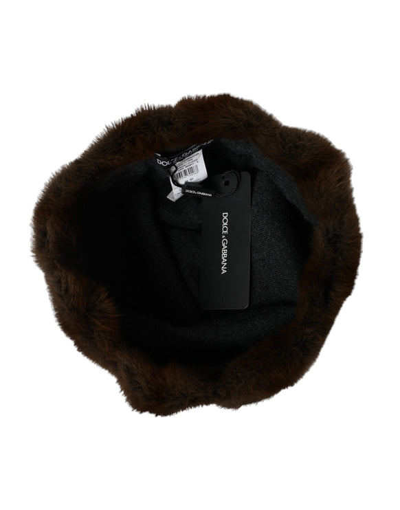 Bruine wezel fur dames kasjmier hoed beanie