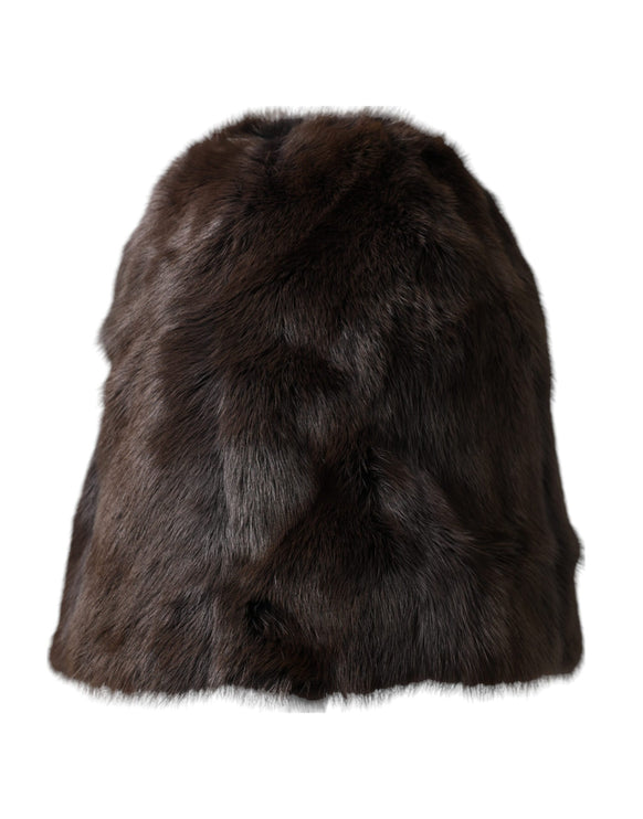 Bruine wezel fur dames kasjmier hoed beanie