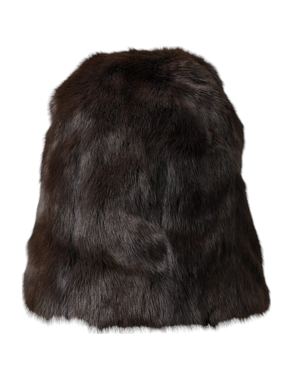 Bruine wezel fur dames kasjmier hoed beanie