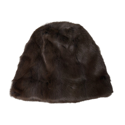 Bruine wezel fur dames kasjmier hoed beanie