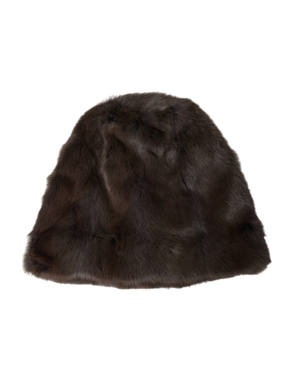 Bruine wezel fur dames kasjmier hoed beanie