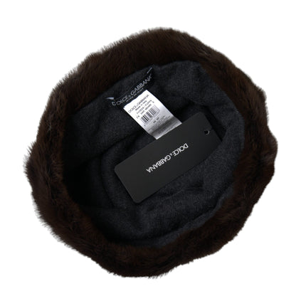 Bruine wezel fur dames kasjmier hoed beanie