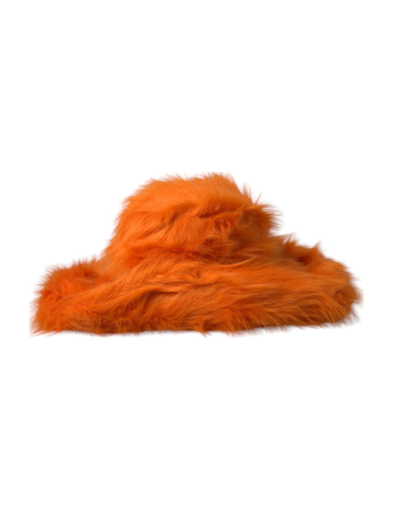 Oranje faux bont polyester fedora hoed