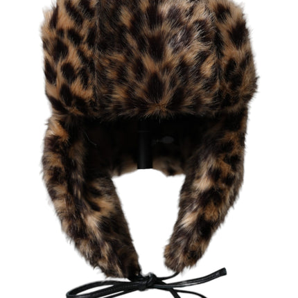 Multicolor luipaard Fur Trapper Women Hat