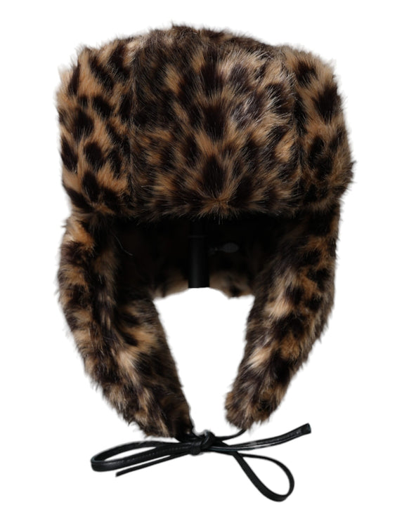 Multicolor luipaard Fur Trapper Women Hat