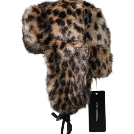 Multicolor luipaard Fur Trapper Women Hat