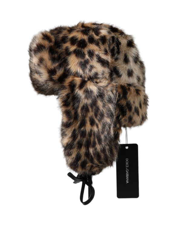 Multicolor luipaard Fur Trapper Women Hat