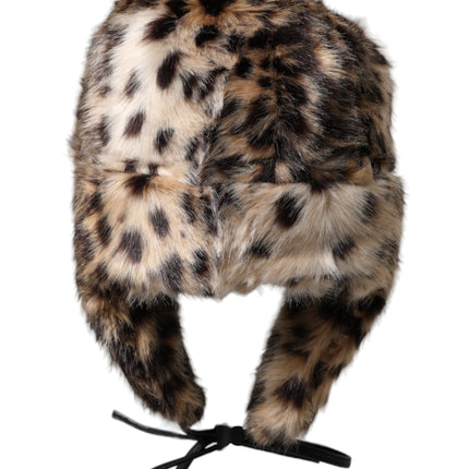 Multicolor luipaard Fur Trapper Women Hat