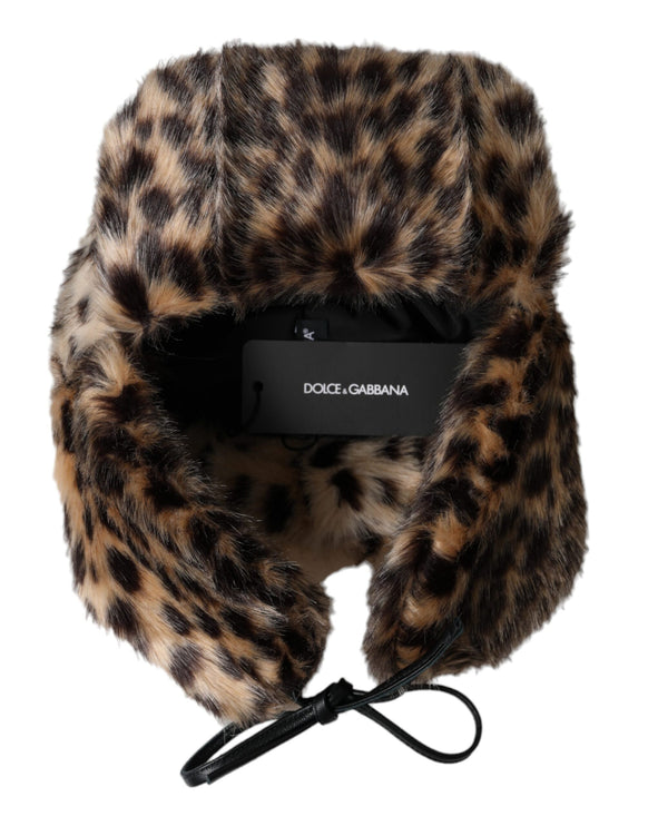 Multicolor luipaard Fur Trapper Women Hat