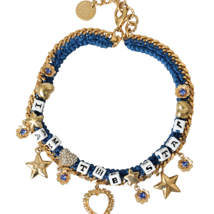 Gold Tone Brass Chain Iam The Star Bracelet