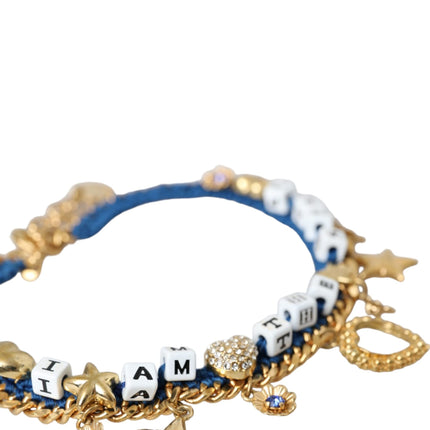 Gold Tone Brass Chain Iam The Star Bracelet