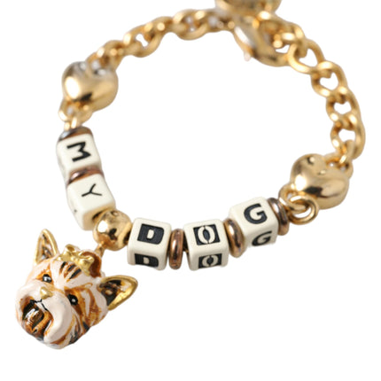 Gold Tone Brass Chain MY DOG Heart Bracelet