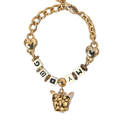 Gold Tone Brass Chain MY DOG Heart Bracelet