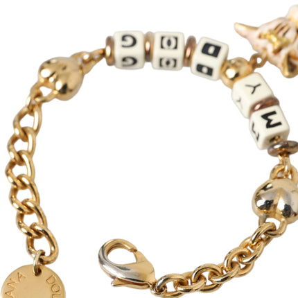 Gold Tone Brass Chain MY DOG Heart Bracelet