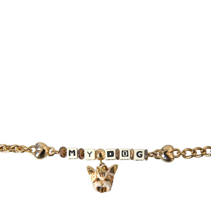 Gold Tone Brass Chain MY DOG Heart Bracelet