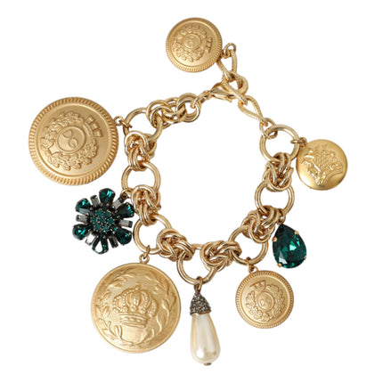 Gold Tone Brass Chain Crystal Women Bracelet