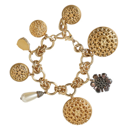 Gold Tone Brass Chain Crystal Women Bracelet