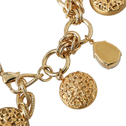 Gold Tone Brass Chain Crystal Women Bracelet