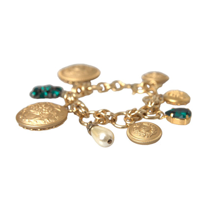 Gold Tone Brass Chain Crystal Women Bracelet