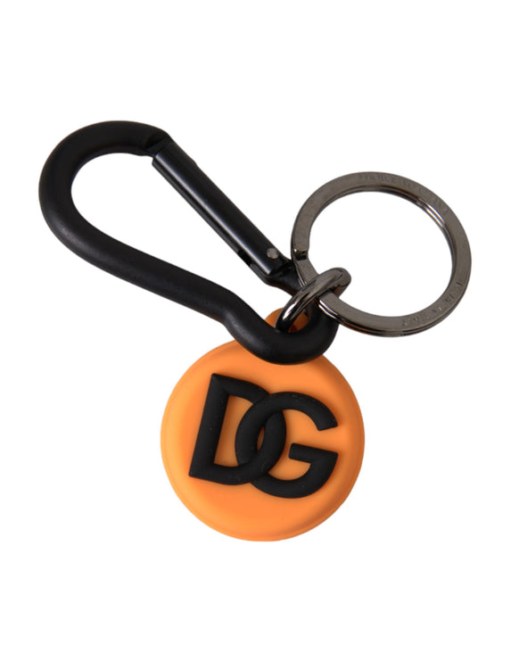 Oranje rubber DG -logo ronde messing metalen sleutelhanger sleutelhanger