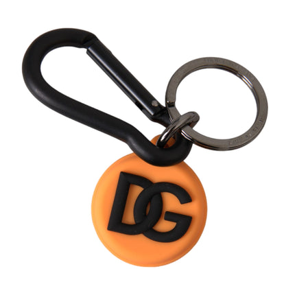 Oranje rubber DG -logo ronde messing metalen sleutelhanger sleutelhanger