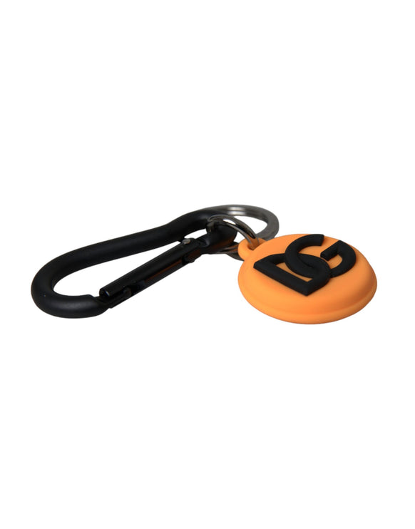 Oranje rubber DG -logo ronde messing metalen sleutelhanger sleutelhanger