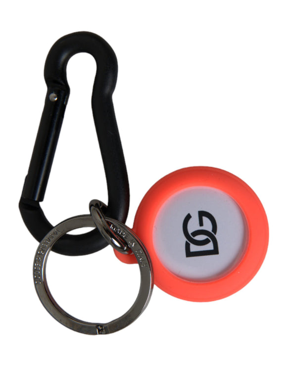 Rood oranje rubber DG -logo ronde metalen sleutelhanger sleutelhanger