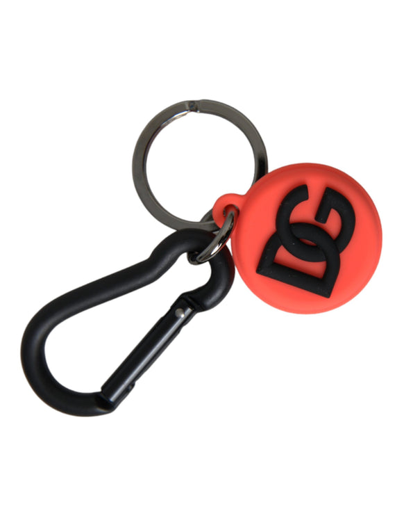 Rood oranje rubber DG -logo ronde metalen sleutelhanger sleutelhanger