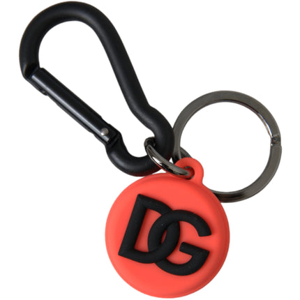 Rood oranje rubber DG -logo ronde metalen sleutelhanger sleutelhanger