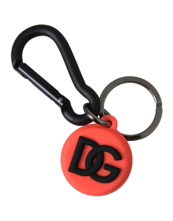 Rood oranje rubber DG -logo ronde metalen sleutelhanger sleutelhanger