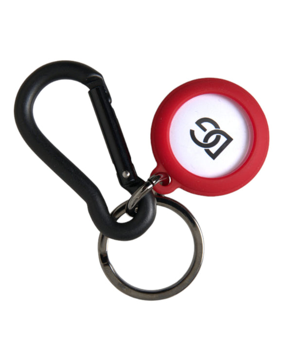 Rood rubber DG -logo ronde metalen messing sleutelhanger sleutelhanger